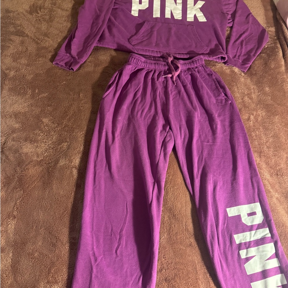 Pink VS sweatshirt jogger set